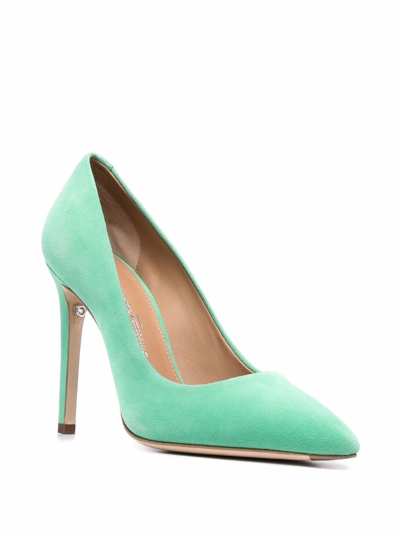Ferragamo Suede 115mm Pointed Toe Pumps In Grün