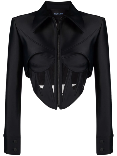 Shop Mugler Corset-inspired Jacket In Schwarz