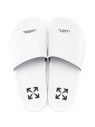 Shop Off-white Arrows Logo-embossed Slides In Weiss