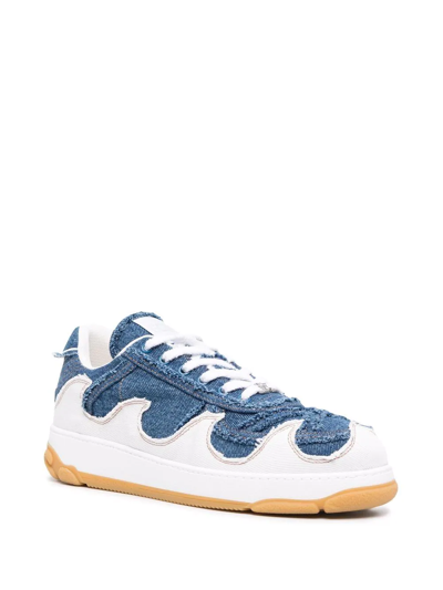 Shop Gcds Multi-panel Lace-up Sneakers In Weiss