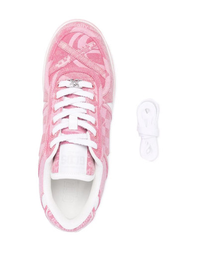 Shop Gcds Multi-panel Lace-up Sneakers In Rosa