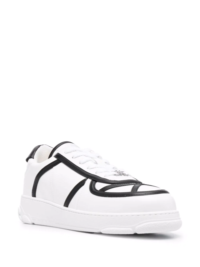 Shop Gcds Contrast-detail Chunky Leather Sneakers In Weiss