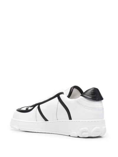Shop Gcds Contrast-detail Chunky Leather Sneakers In Weiss