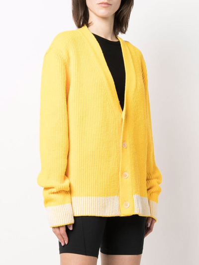 Shop Jacquemus Two-tone Ribbed Knit Cardigan In Gelb