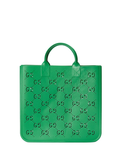 Shop Gucci Cut-out Gg Shopping Bag In Grün