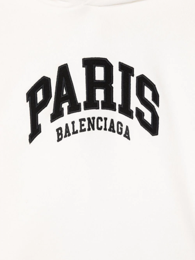 Shop Balenciaga Embroidered Paris Logo Hoodie In White
