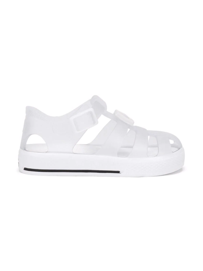 Dolce & Gabbana White Sandals With Cage Tip Dolce&gabbana Kids In White