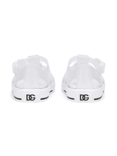 Dolce & Gabbana White Sandals With Cage Tip Dolce&gabbana Kids In White