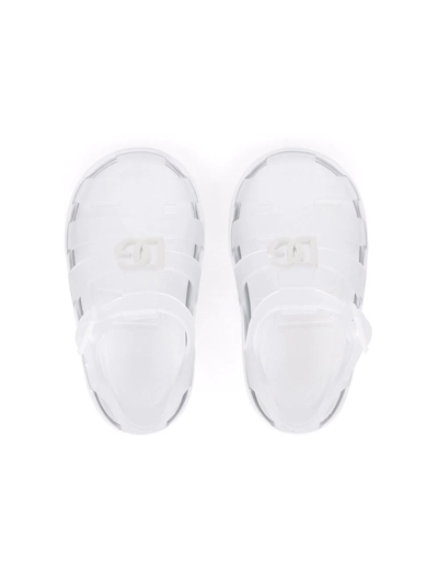 Dolce & Gabbana White Sandals With Cage Tip Dolce&gabbana Kids In White