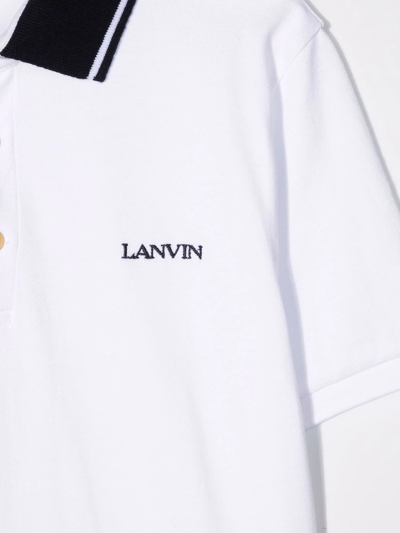Shop Lanvin Enfant Embroidered-logo Polo Shirt In White