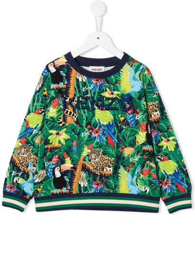 Shop Kenzo Graphic-print Cotton Sweatshirt In Green