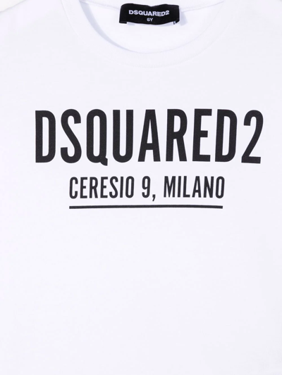 Dsquared2 Teen Logo-print Cotton T-shirt In White
