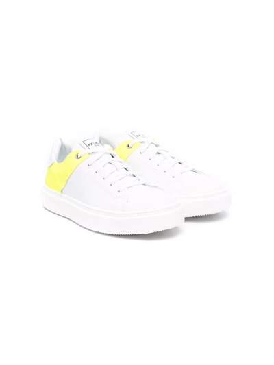 Shop Balmain Teen Low-top Leather Sneakers In White