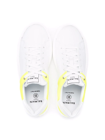 Shop Balmain Teen Low-top Leather Sneakers In White