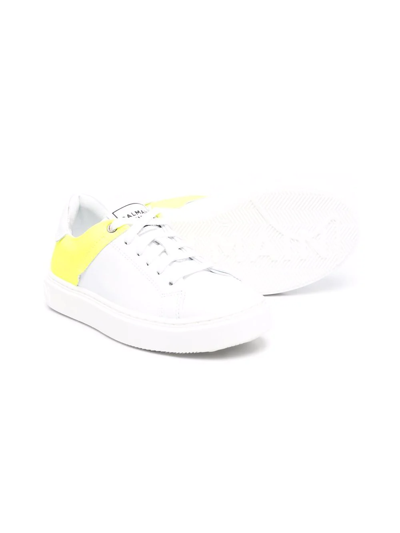 Shop Balmain Low-top Leather Sneakers In White