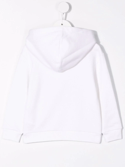 Shop Gucci Logo-print Long-sleeve Hoodie In White