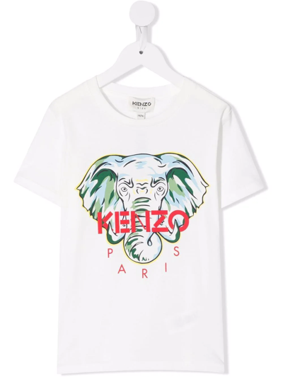 Shop Kenzo Elephant-print T-shirt In White