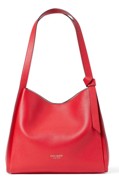 Shop Kate Spade Knott Large Leather Shoulder Bag In Lingonberry
