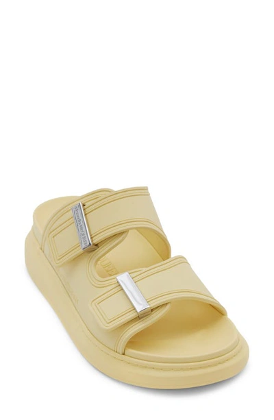 Shop Alexander Mcqueen Oversize Slide Sandal In Pale Yellow/ Silver