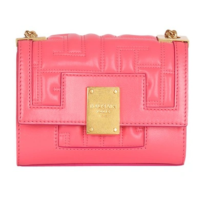 Shop Balmain Small-sized Quilted Leather 1945 Bag In Rose Saumon