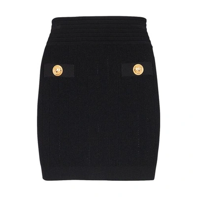 Shop Balmain Short Knit Skirt In Noir