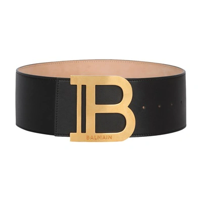 Shop Balmain B-belt Leather Belt In Noir