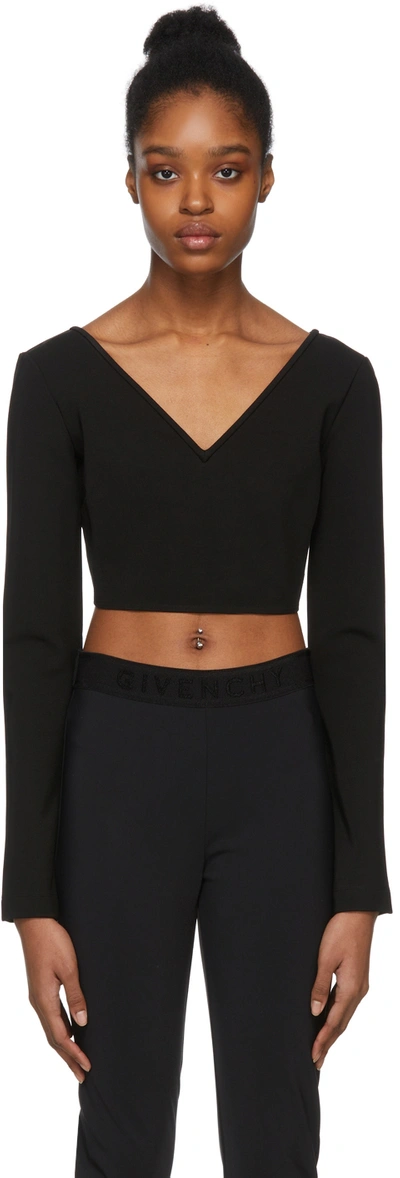 Shop Givenchy Black Cropped V-neck Sweater In 001 Black