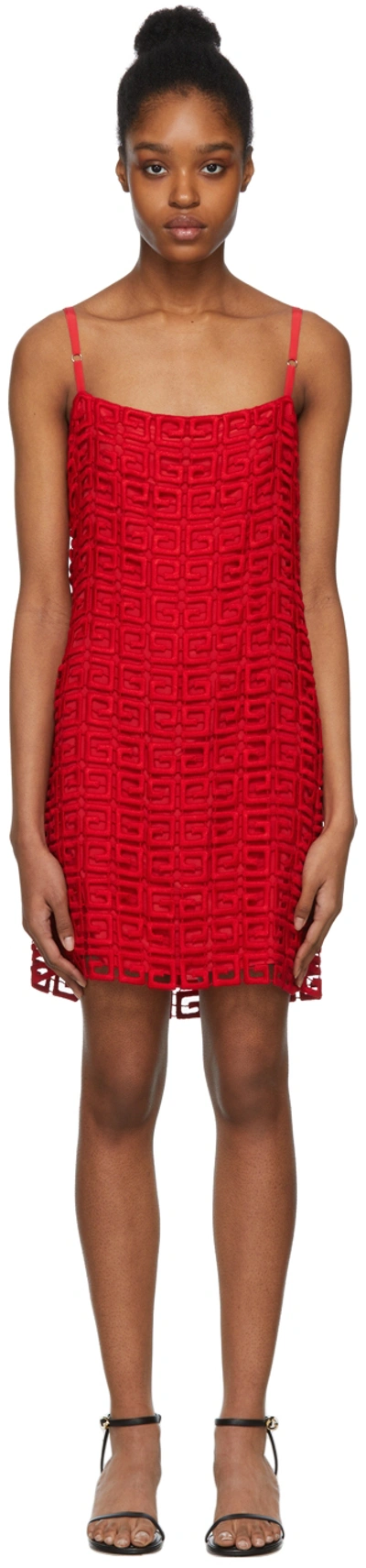 Shop Givenchy Red 4g Guipure Dress In 600 Red