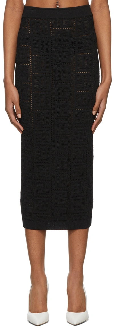 Shop Balmain Black Monogram Knit Skirt In 0pa Noir