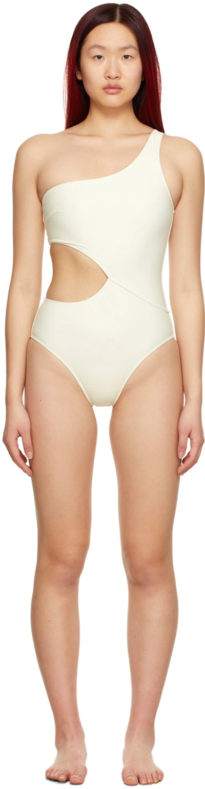 Shop Solid & Striped Off-white 'the Claudia' One-piece Swimsuit In Cream