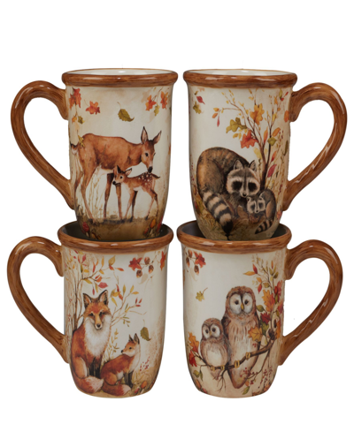 Certified International Pine Forest Set Of 4 Mug In Multicolor