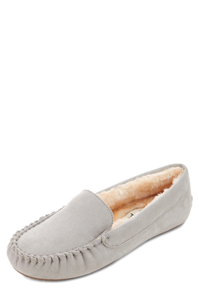 Floopi Moccasin Faux Fur Lined Slipper In Grey