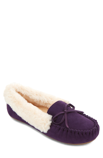 Shop Floopi Faux Fur Lined & Collar Slipper In Purple