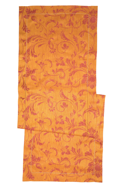 French Home Renaissance Linen Table Runner In Gold And Grape