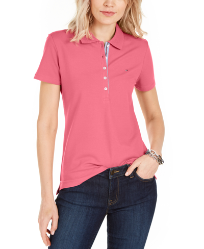 Shop Tommy Hilfiger Women's Short Sleeve Polo Shirt In Peony