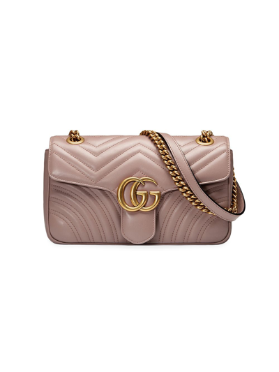 Shop Gucci Marmont Small Leather Shoulder Bag In Pink