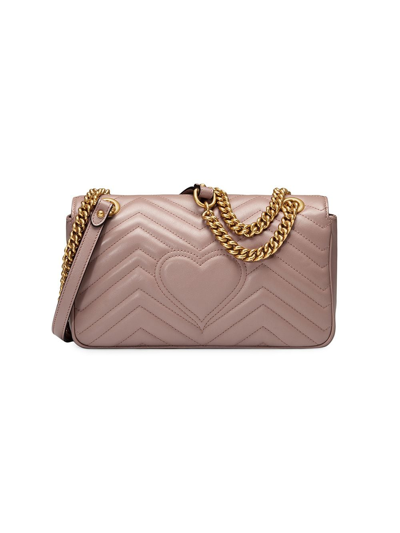 Shop Gucci Marmont Small Leather Shoulder Bag In Pink