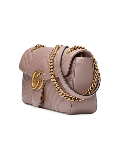 Shop Gucci Marmont Small Leather Shoulder Bag In Pink