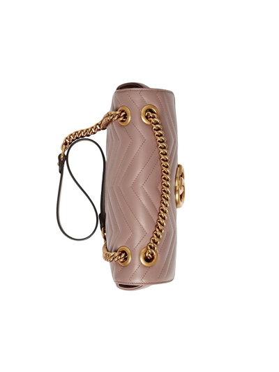 Shop Gucci Marmont Small Leather Shoulder Bag In Pink