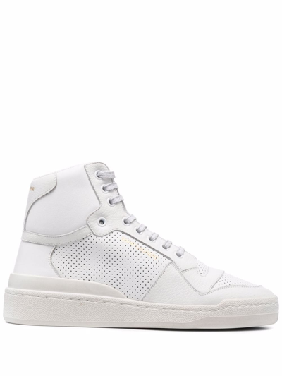 Sl24 High-top Perforated Leather Sneakers In White
