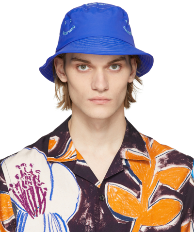 Shop Ps By Paul Smith Blue Happy Bucket Hat In 45 Cobalt Blue