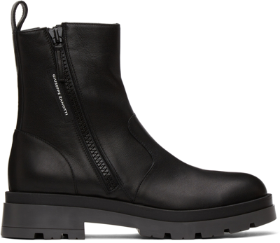 Shop Giuseppe Zanotti Black Leather Noble Boots In Nero