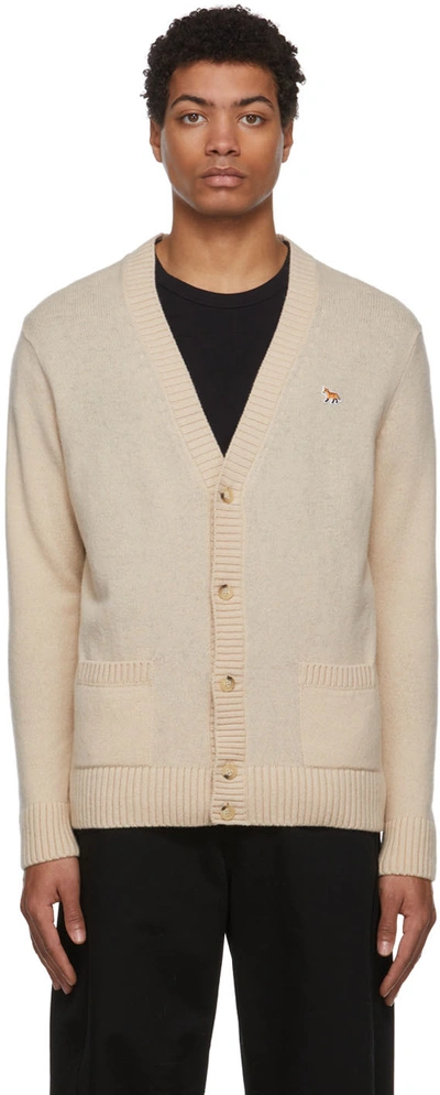 Maison Kitsuné Beige Baby Fox Patch Cosy Cardigan | ModeSens