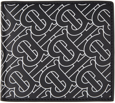 Shop Burberry Black Monogram Print International Wallet In Black / White