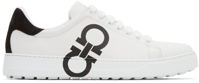 Shop Ferragamo White Gancini Sneakers In Bianco Ottico || Ner