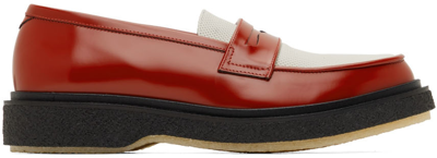 Shop Adieu Red & White Type 5 Loafers In Deep Red White