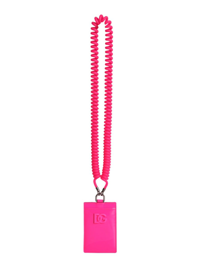 Shop Dolce & Gabbana Card Holder With Shoulder Strap In Pink
