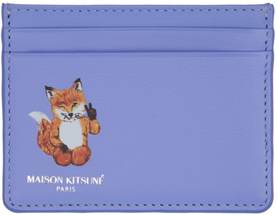 Shop Maison Kitsuné Purple All-right Card Holder In P426 Provencal Blue