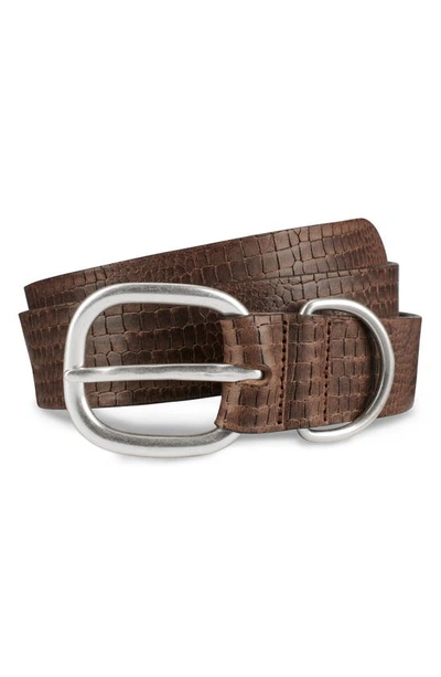 Shop Allen Edmonds Croco Print Leather Belt In Natural