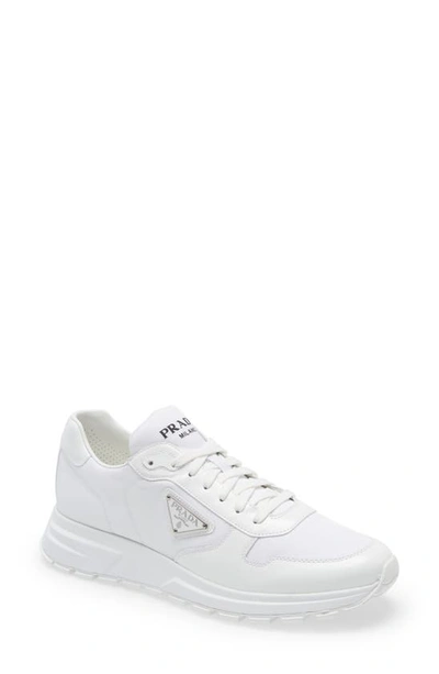 Shop Prada Prax 1 Mixed Media Sneaker In Bianco